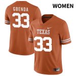 Texas Longhorns Women's #33 David Gbenda Authentic Orange NIL 2022 College Football Jersey LFQ83P5W